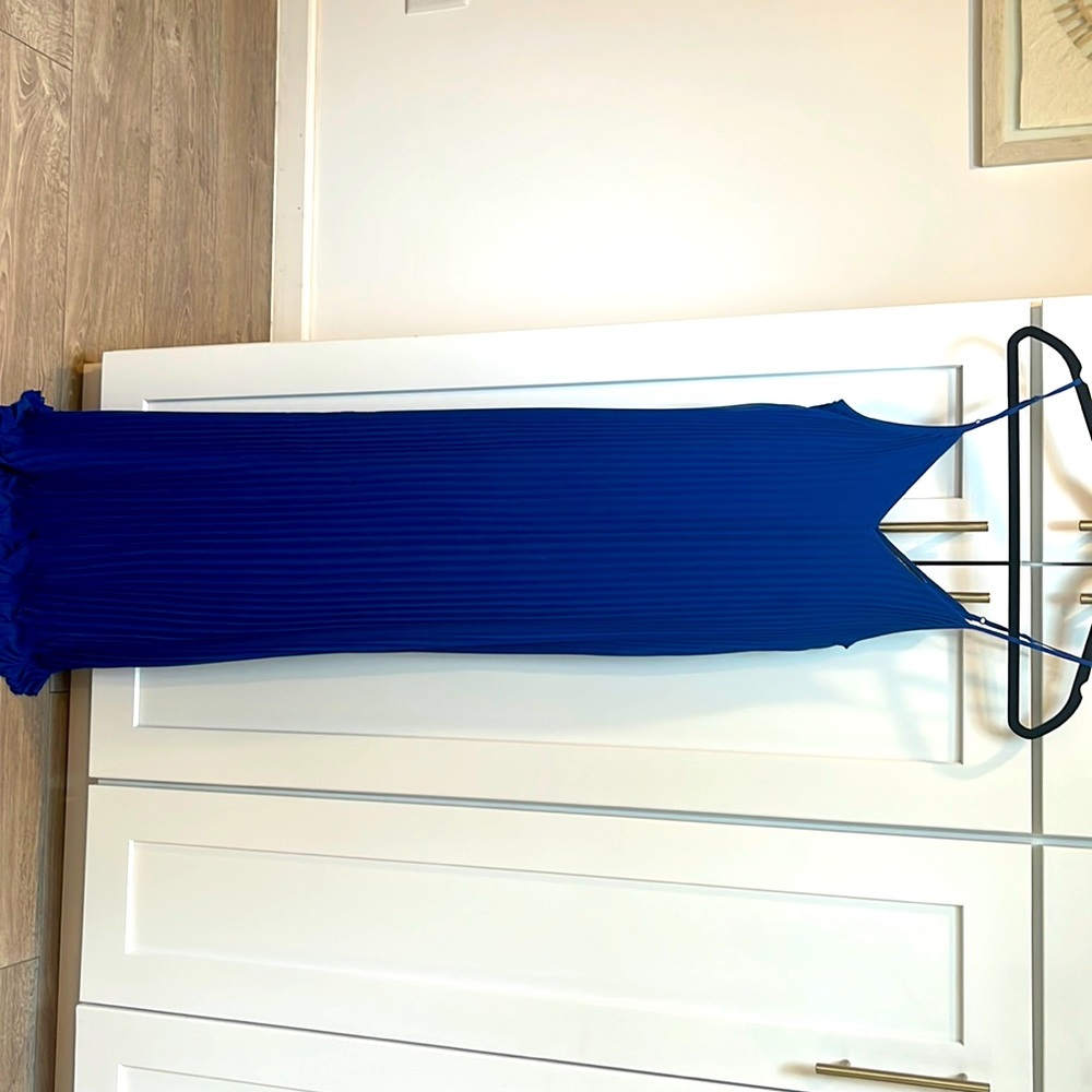 Royal blue, pleated long dress